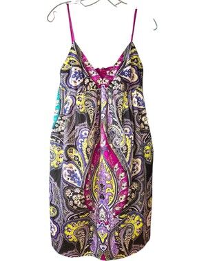 ECI New York Bright Fuchsia Paisley Print Slip Dress Size 12